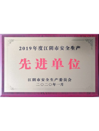 2019 Excellent Prize Of Safety In Production Award